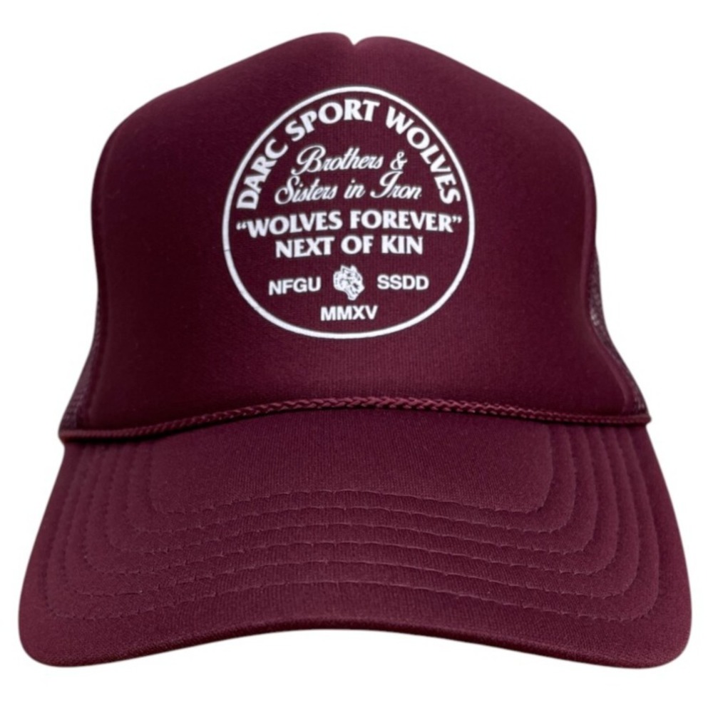 Darc Sport Wolves Brothers And Sisters In Iron Red Mesh Hat Trucker Cap